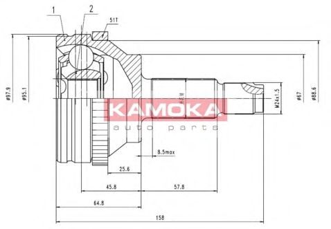 Комплект ШРУСов KAMOKA 7088