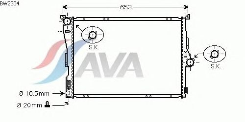 Радиатор, охлаждение двигателя AVA QUALITY COOLING BW2304