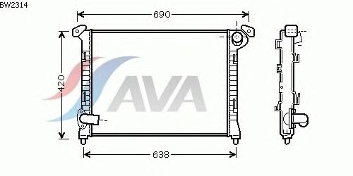 Радиатор, охлаждение двигателя AVA QUALITY COOLING BW2314