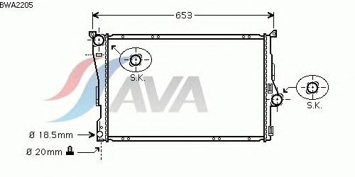 Радиатор, охлаждение двигателя AVA QUALITY COOLING BWA2205