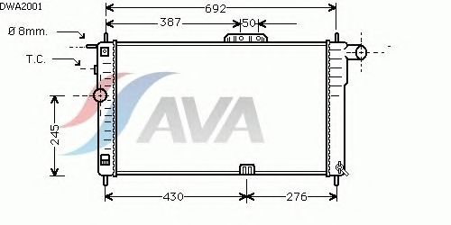 Радиатор, охлаждение двигателя AVA QUALITY COOLING DWA2001
