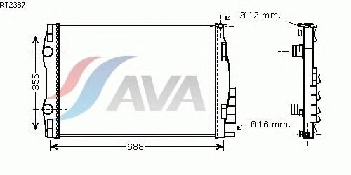 Радиатор, охлаждение двигателя AVA QUALITY COOLING RT2387