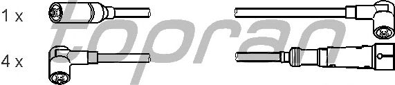 Комплект високовольтних проводів TOPRAN 100 192