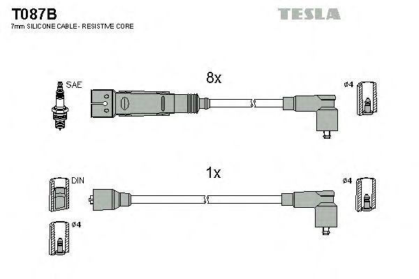 Комплект высоковольтных проводов TESLA T087B