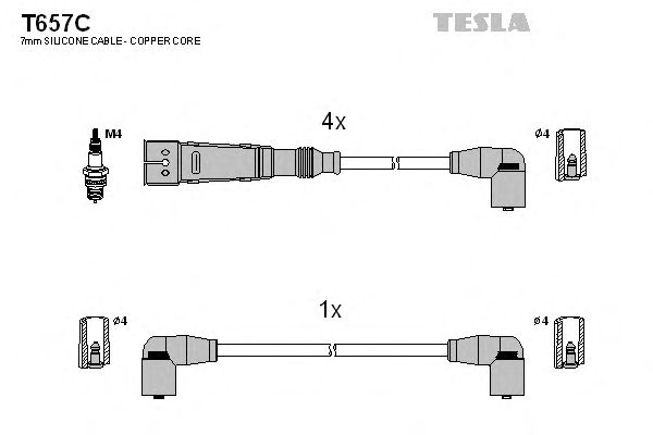 Комплект високовольтних проводів TESLA T657C