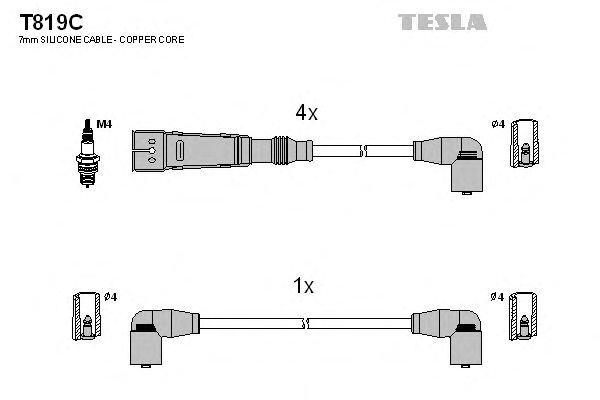 Комплект високовольтних проводів TESLA T819C