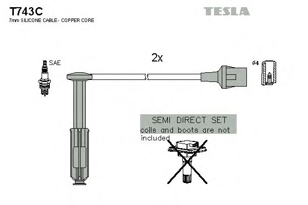 Комплект высоковольтных проводов TESLA T743C