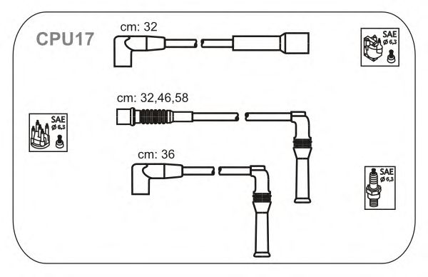 Комплект высоковольтных проводов JANMOR CPU17