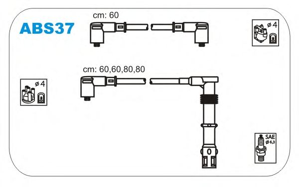 Комплект высоковольтных проводов JANMOR ABS37