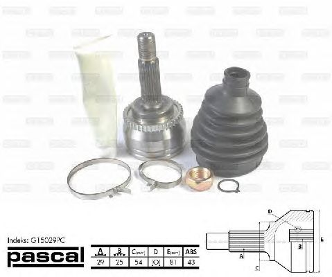 Комплект ШРУСов PASCAL G15029PC