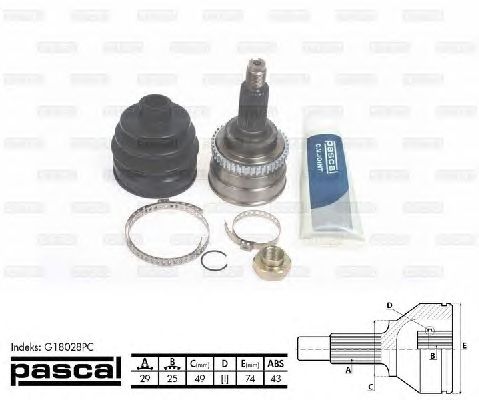 Комплект ШРУСов PASCAL G18028PC