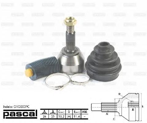 Комплект ШРУСов PASCAL G1G033PC