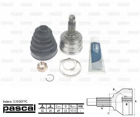 Комплект ШРУСов PASCAL G1K007PC