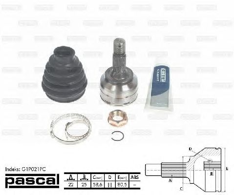 Комплект ШРУСов PASCAL G1P021PC
