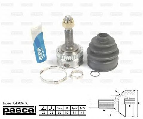 Комплект ШРУСов PASCAL G1X004PC