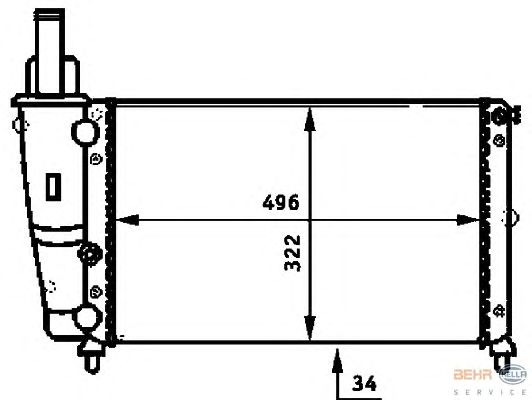 Радиатор, охлаждение двигателя HELLA 8MK 376 713-384