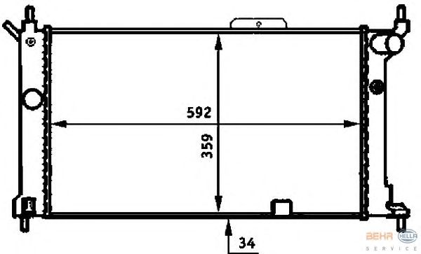 Радиатор, охлаждение двигателя HELLA 8MK 376 713-581