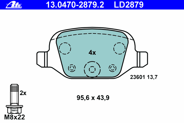 Тормозные колодки ATE 13.0470-2879.2 ATE Ceramic