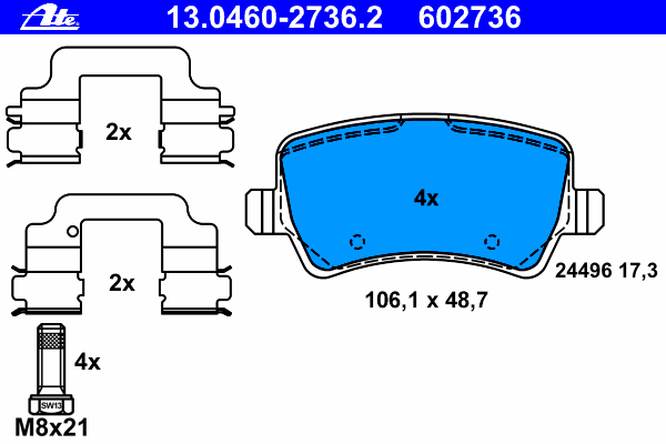 Тормозные колодки ATE 13.0460-2736.2