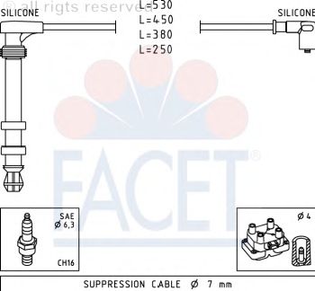 Комплект високовольтних проводів FACET 4.9503