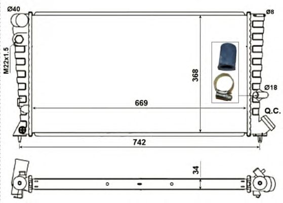 Радиатор, охлаждение двигателя NRF 519510