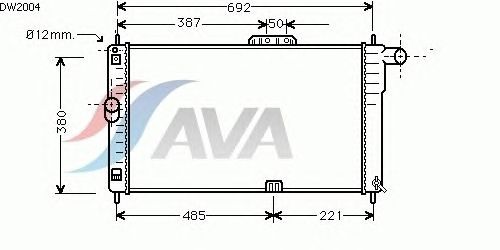 Радіатор, охолодження двигуна AVA QUALITY COOLING DW2004