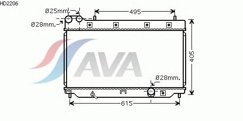 Радиатор, охлаждение двигателя AVA QUALITY COOLING HD2206