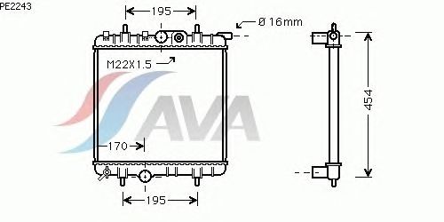 Радиатор, охлаждение двигателя AVA QUALITY COOLING PE2243