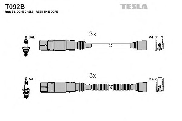 Комплект високовольтних проводів TESLA T092B