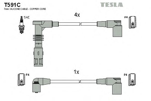 Комплект високовольтних проводів TESLA T591C