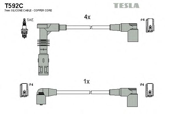Комплект высоковольтных проводов TESLA T592C