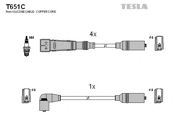 Комплект високовольтних проводів TESLA T651C