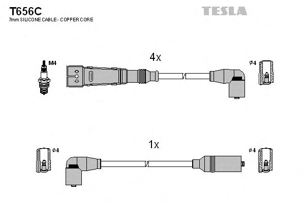 Комплект високовольтних проводів TESLA T656C