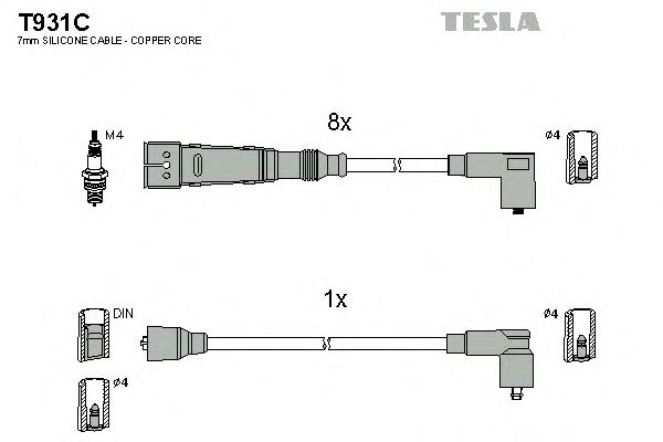 Комплект высоковольтных проводов TESLA T931C