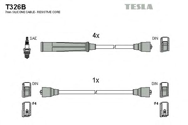 Комплект высоковольтных проводов TESLA T326B
