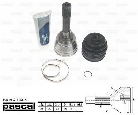 Комплект ШРУСов PASCAL G18006PC