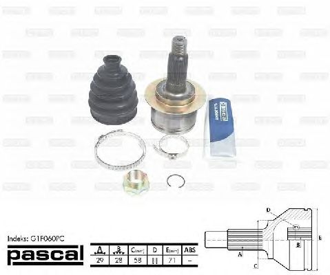 Комплект ШРУСов PASCAL G1F060PC