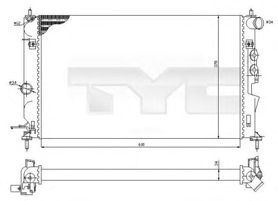 Радиатор, охлаждение двигателя TYC 725-0027-R