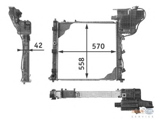Радиатор, охлаждение двигателя HELLA 8MK 376 721-651