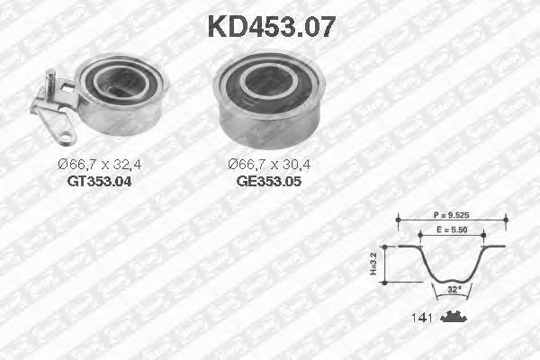 Комплект ремня ГРМ SNR KD453.07