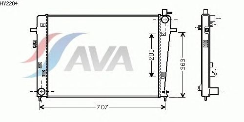 Радиатор, охлаждение двигателя AVA QUALITY COOLING HY2204