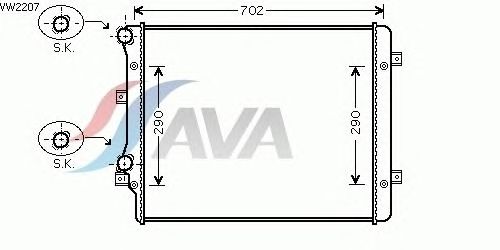 Радиатор, охлаждение двигателя AVA QUALITY COOLING VW2207