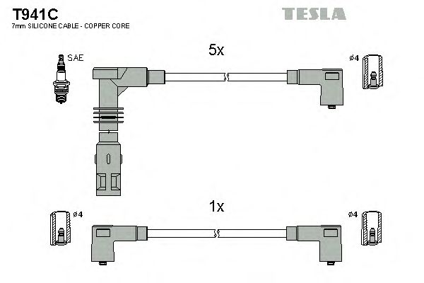 Комплект високовольтних проводів TESLA T941C