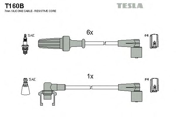 Комплект высоковольтных проводов TESLA T160B