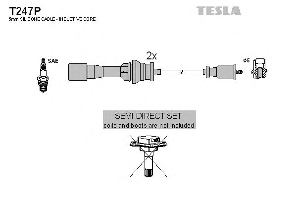 Комплект высоковольтных проводов TESLA T247P