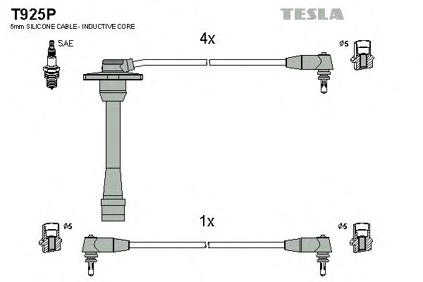 Комплект высоковольтных проводов TESLA T925P