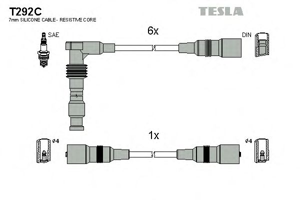Комплект высоковольтных проводов TESLA T292C