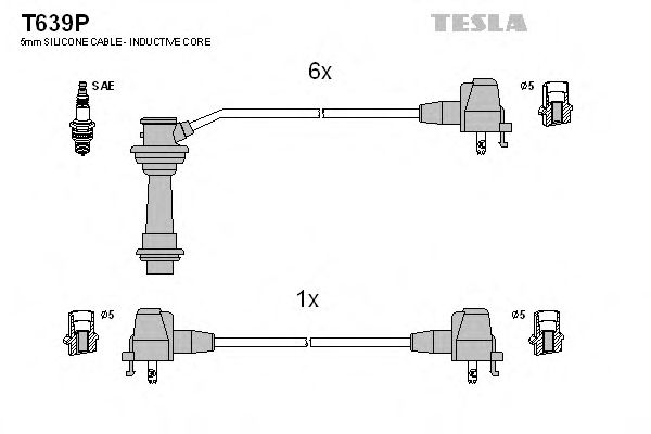 Комплект высоковольтных проводов TESLA T639P