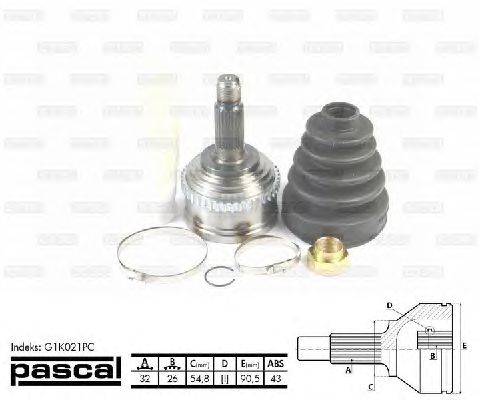 Комплект ШРУСов PASCAL G1K021PC