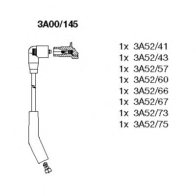 Комплект высоковольтных проводов BREMI 3A00/145